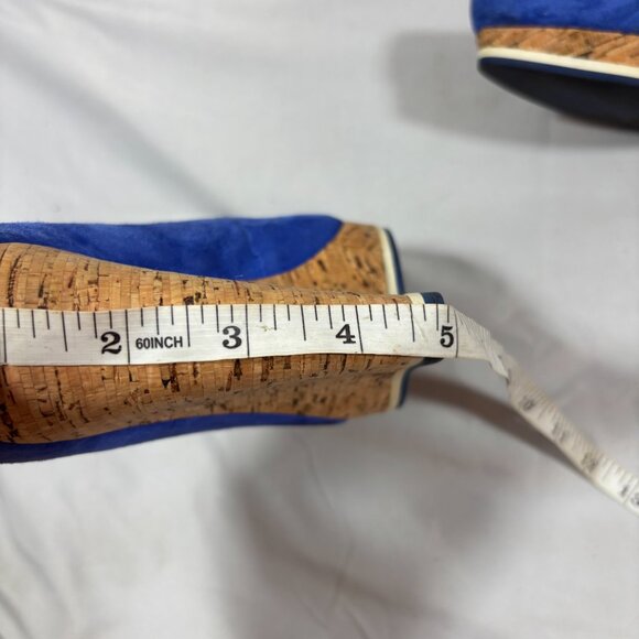 Luxury Rebel Blue Tan Suede Cork Selma Wedges Slip-On Platform Heels 6.5 - Picture 6 of 8